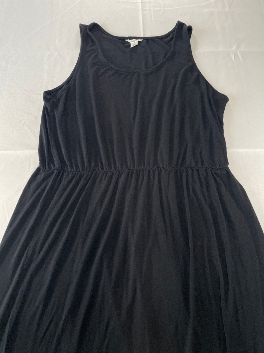 Caslon Womens 1X Black Sleeveless Maxi Dress Elastic Waist Stretch Knit